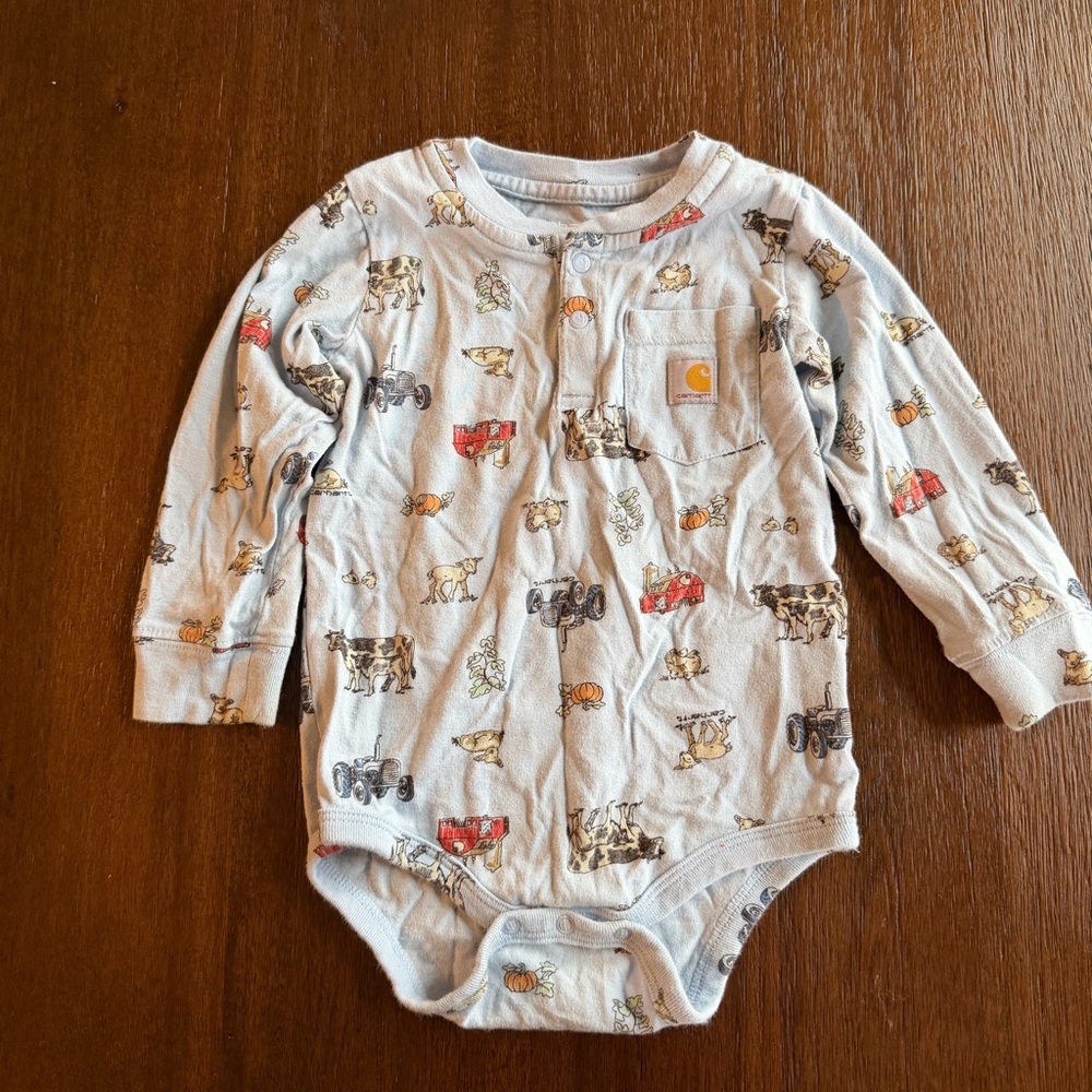 Carhartt Kids Farm Print Bodysuit - light blue